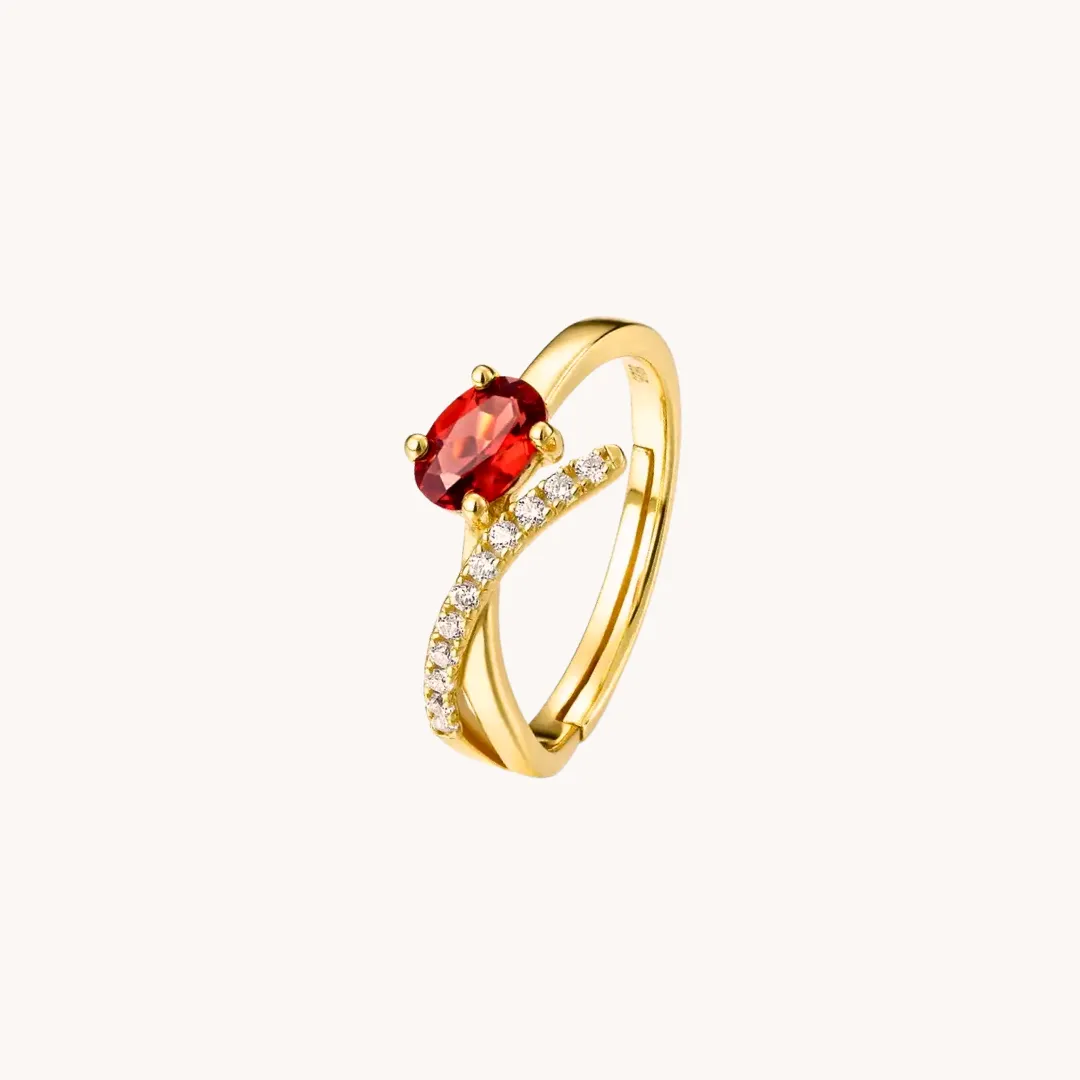 Garnet branch Gold Adjustable Ring