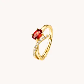 Garnet branch Gold Adjustable Ring