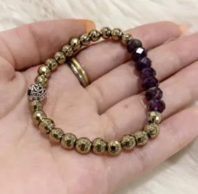 Garnet with Pyrite Genuine Crystal Bracelet