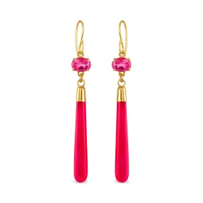 Gemdrop Dangles - Pink Topaz & Fuchsia Chalcedony