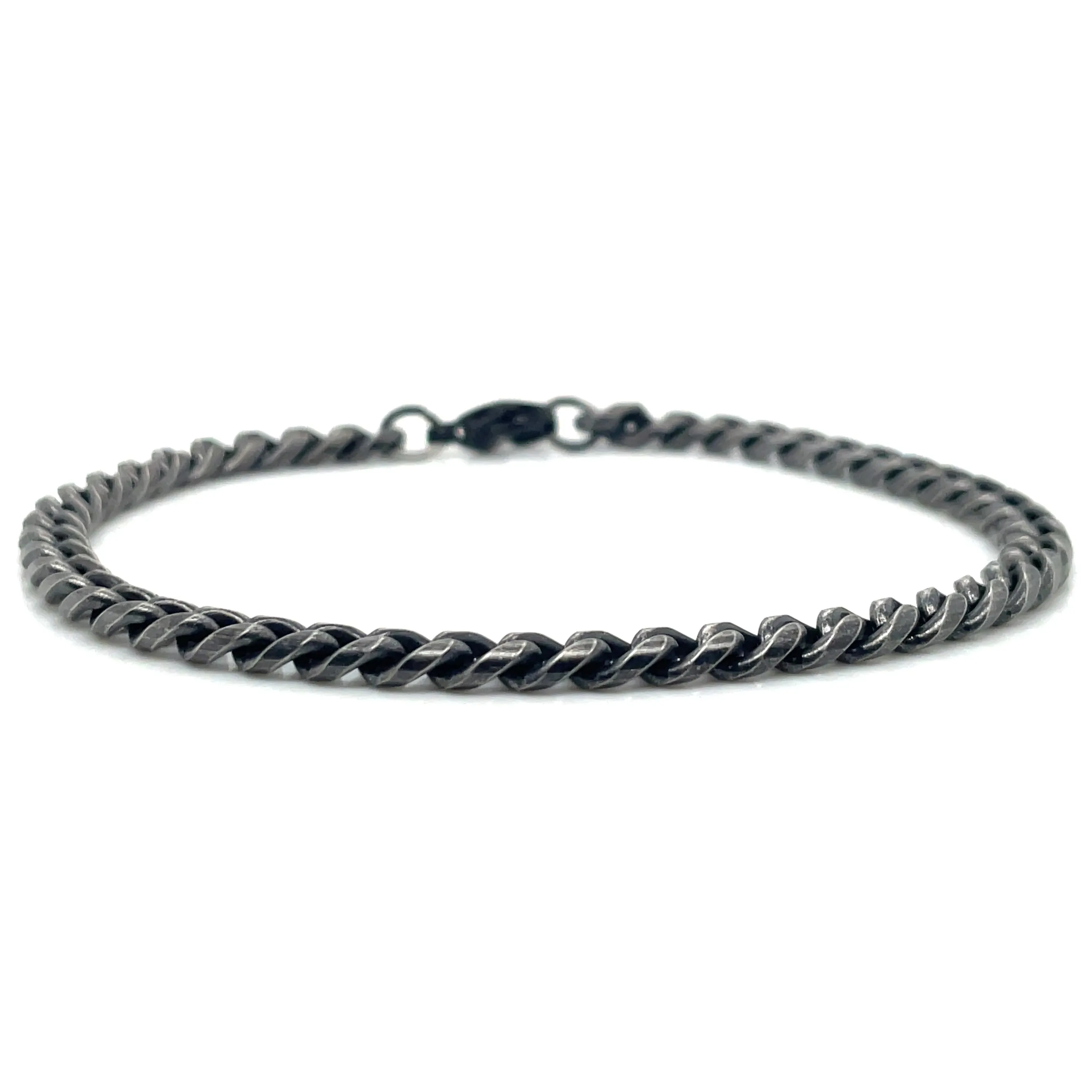 Gents Stainless Steel Black Curb Bracelet