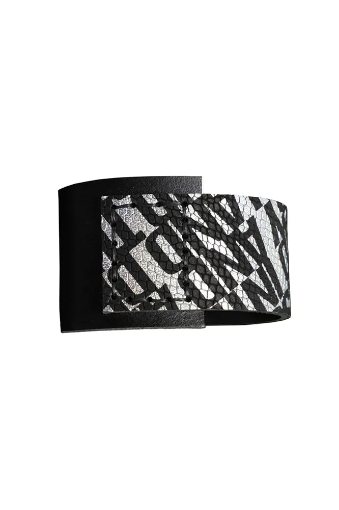 Genuine Leather Bracelet With Metallic Print