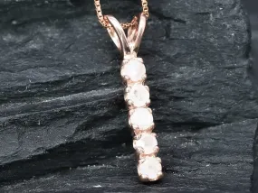 Genuine Moonstone Pendant - Rose Gold Necklace - Dainty Vertical Pendant