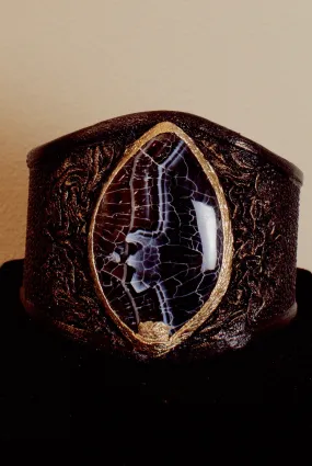Genuine Stingray  & Agate Cuff