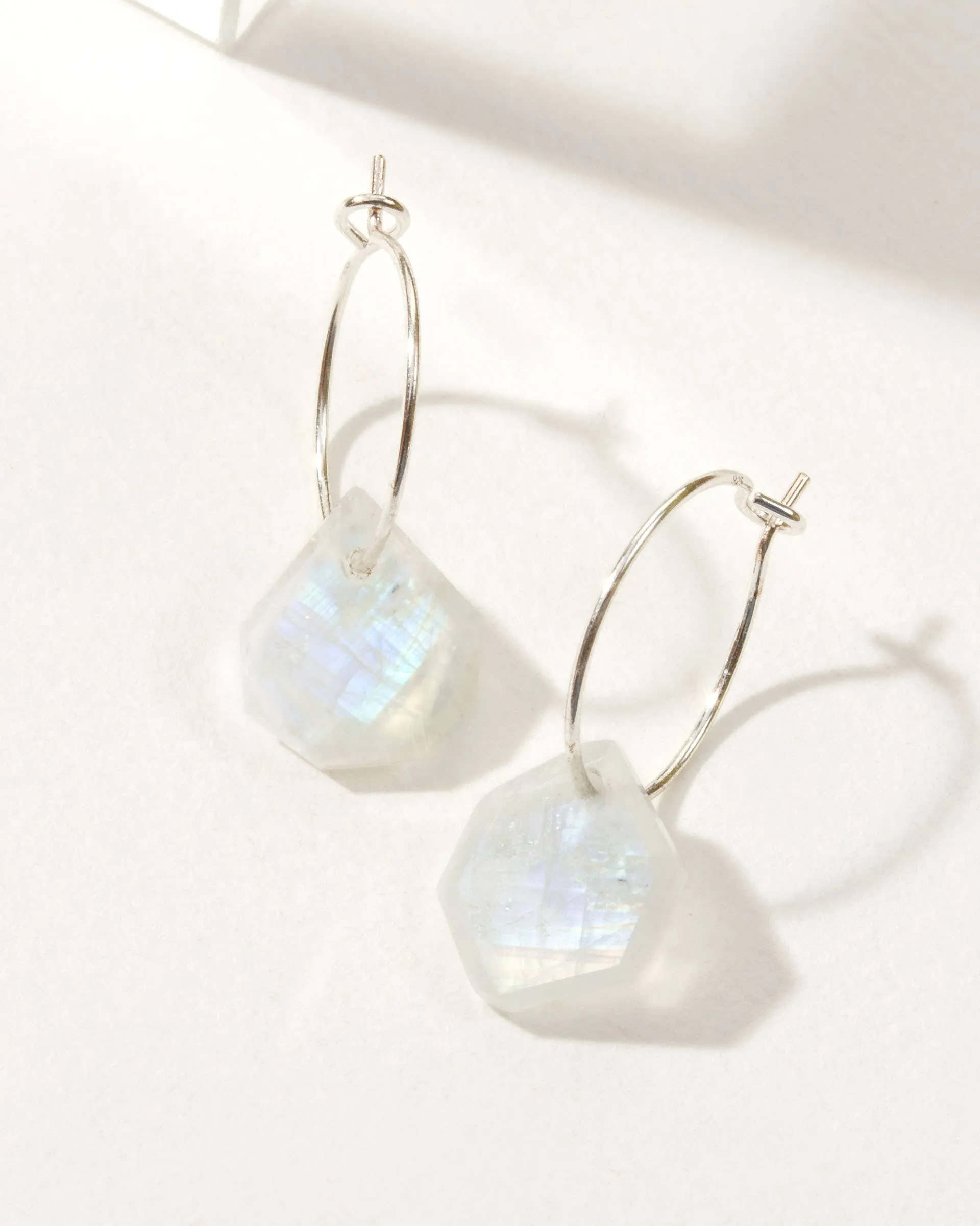 Geometry Mini Hoop Earrings- Moonstone
