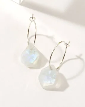 Geometry Mini Hoop Earrings- Moonstone