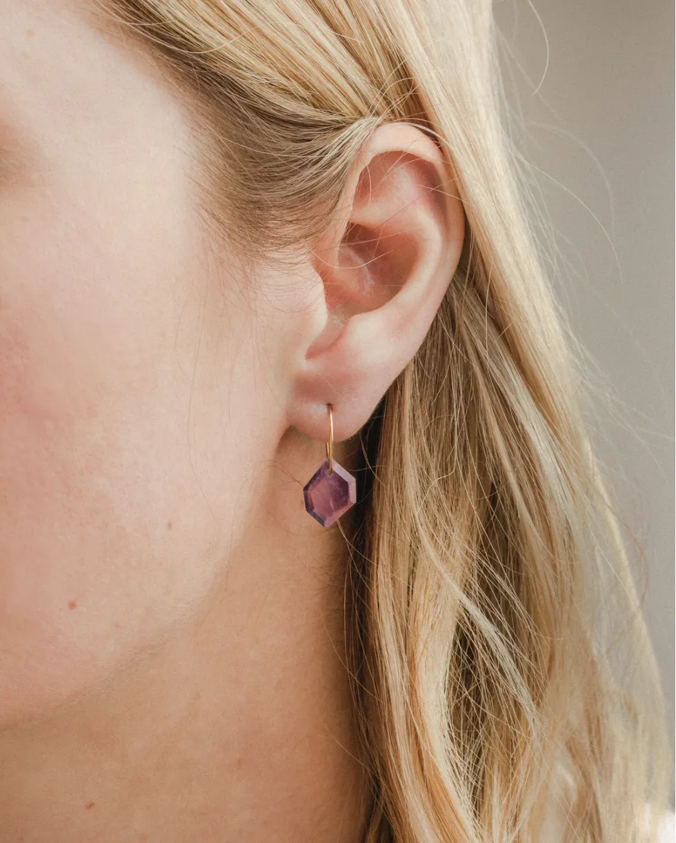 Geometry Mini Hoop Earrings- Moonstone