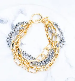 Glass beaded chain bracelet