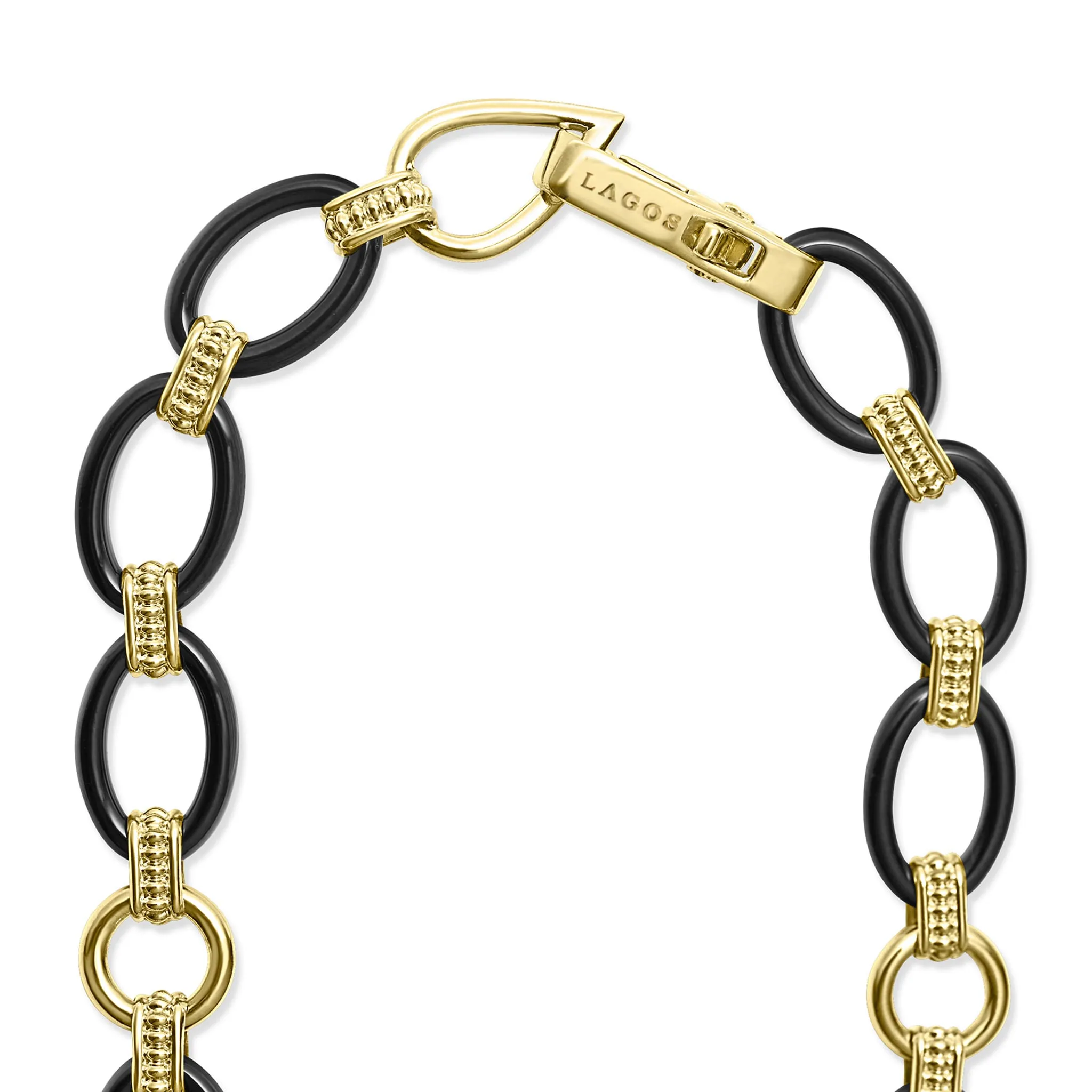 Gold & Black Caviar 18k Gold and Black Ceramic Link Necklace