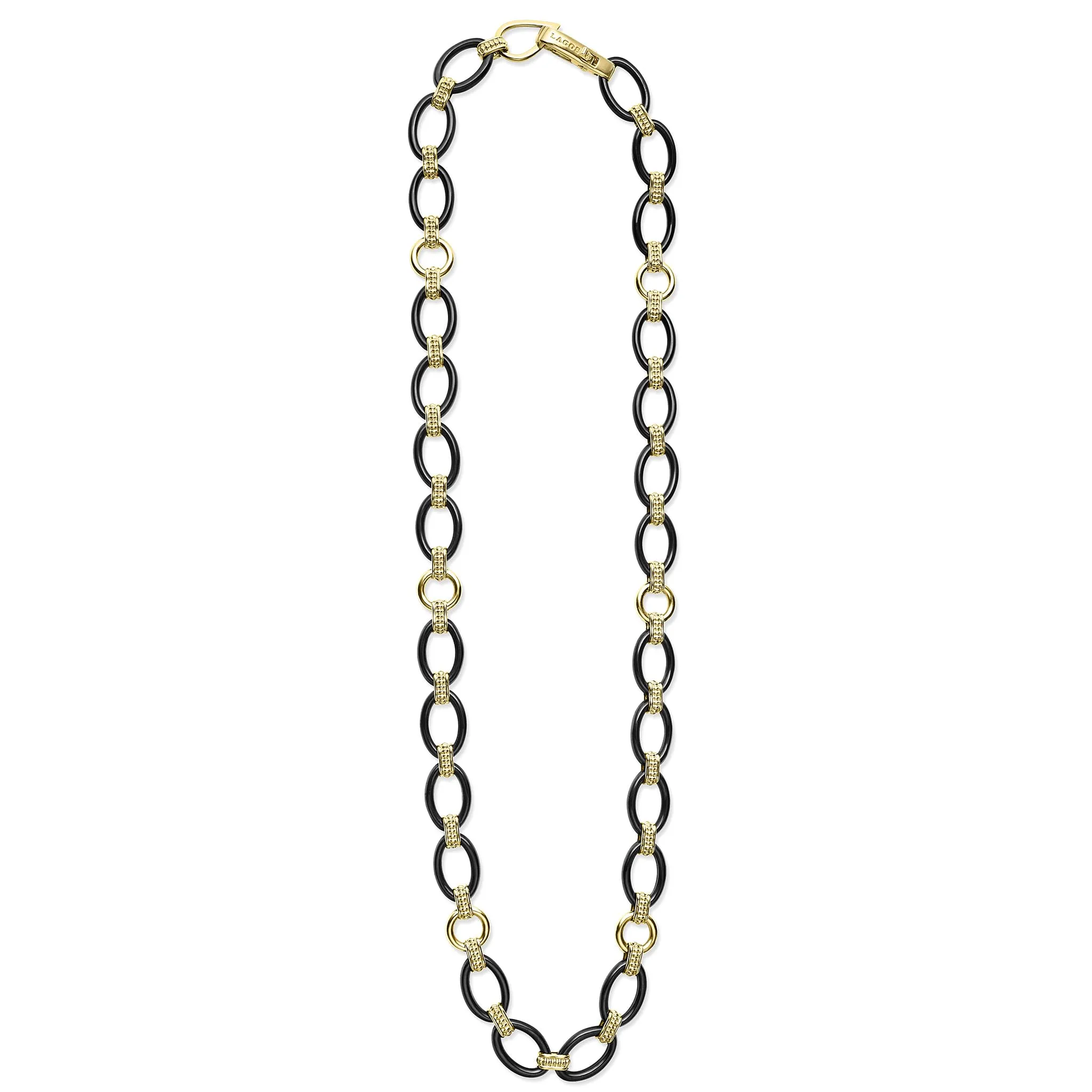 Gold & Black Caviar 18k Gold and Black Ceramic Link Necklace