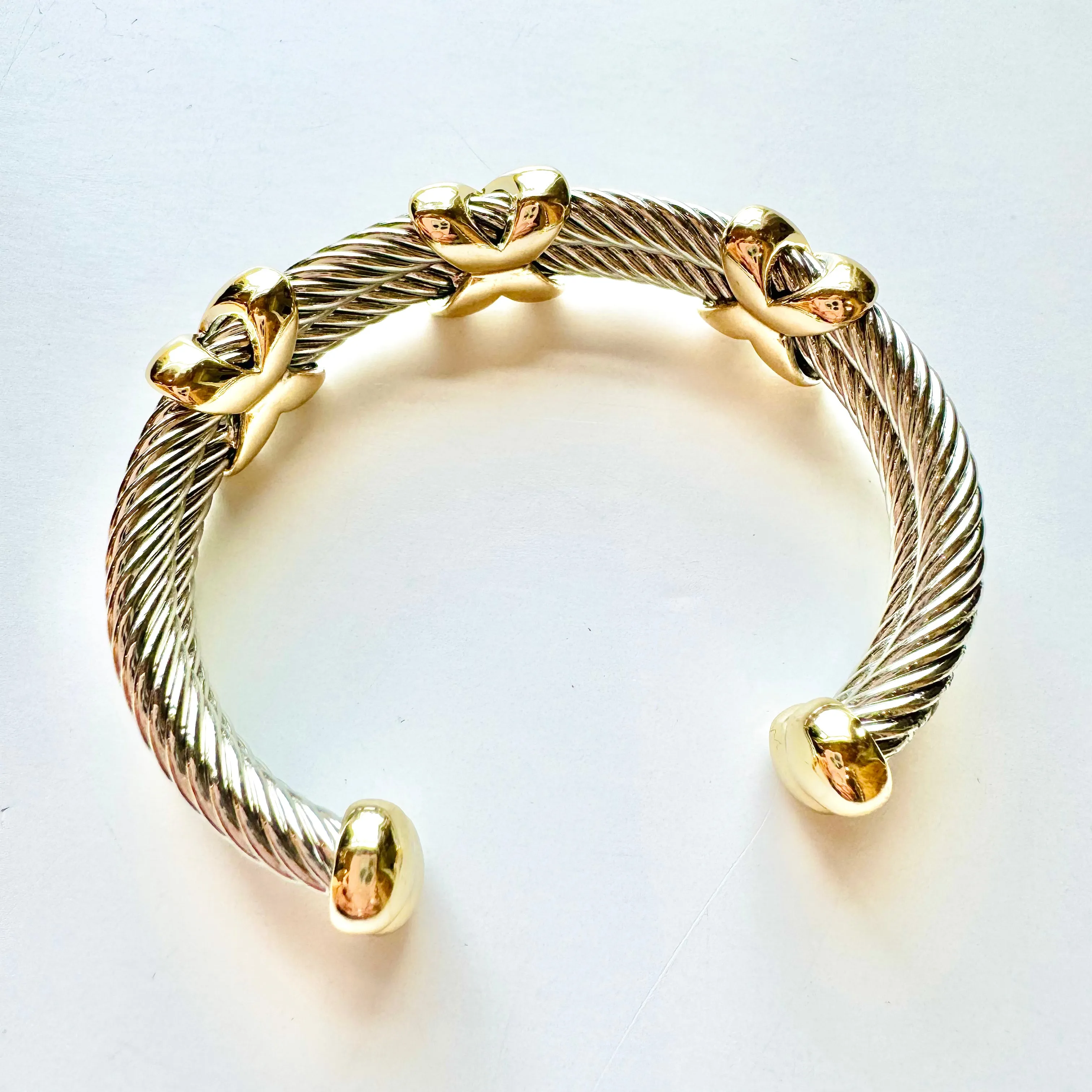 Gold & Silver Cable Cuff Bracelet