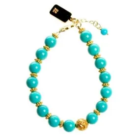 Gold And Eilat Stone Beaded Bracelet