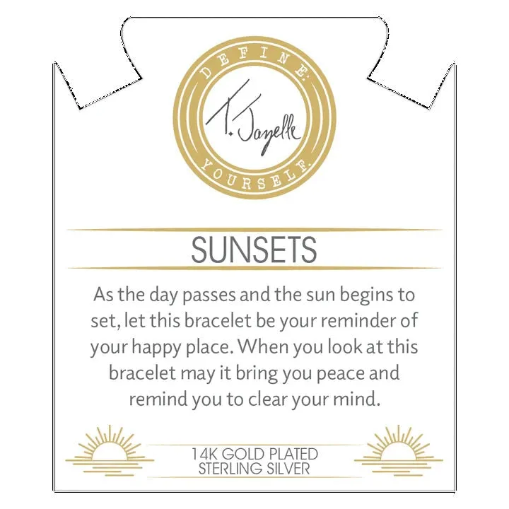 Gold Collection: Peach Moonstone Stone Bracelet with Sunsets Gold Charm