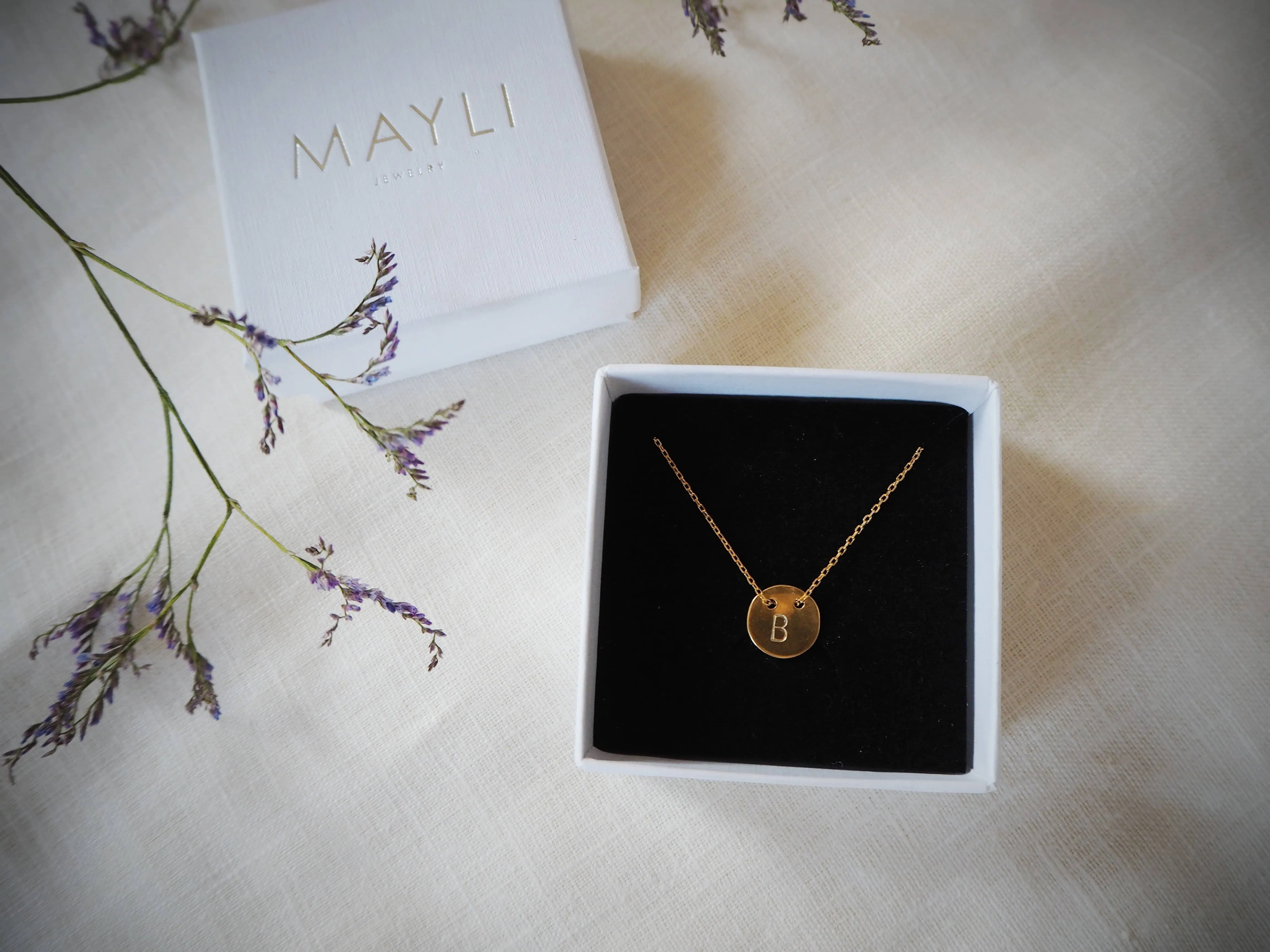 Gold initial Circle Pendant