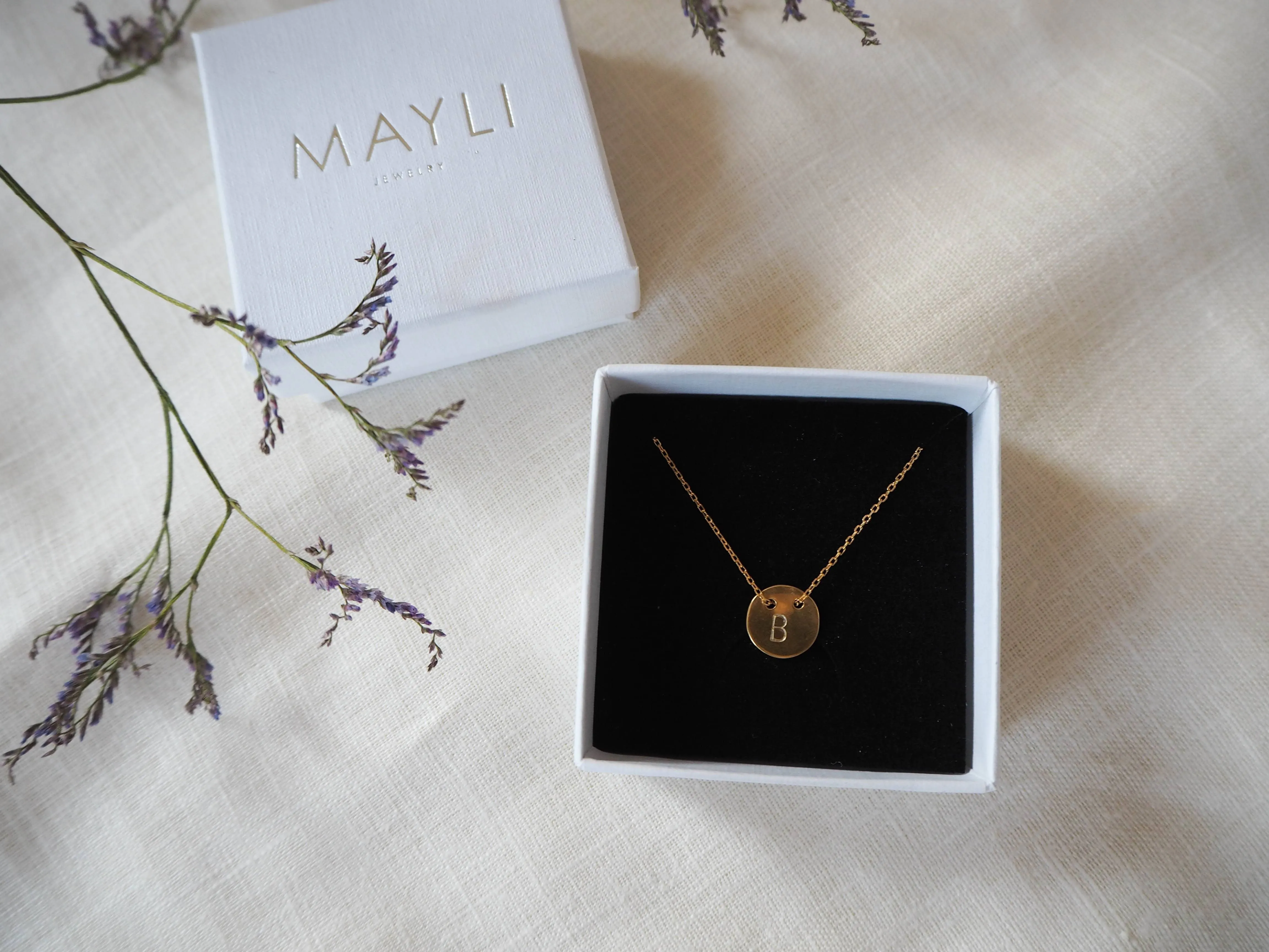 Gold initial Circle Pendant