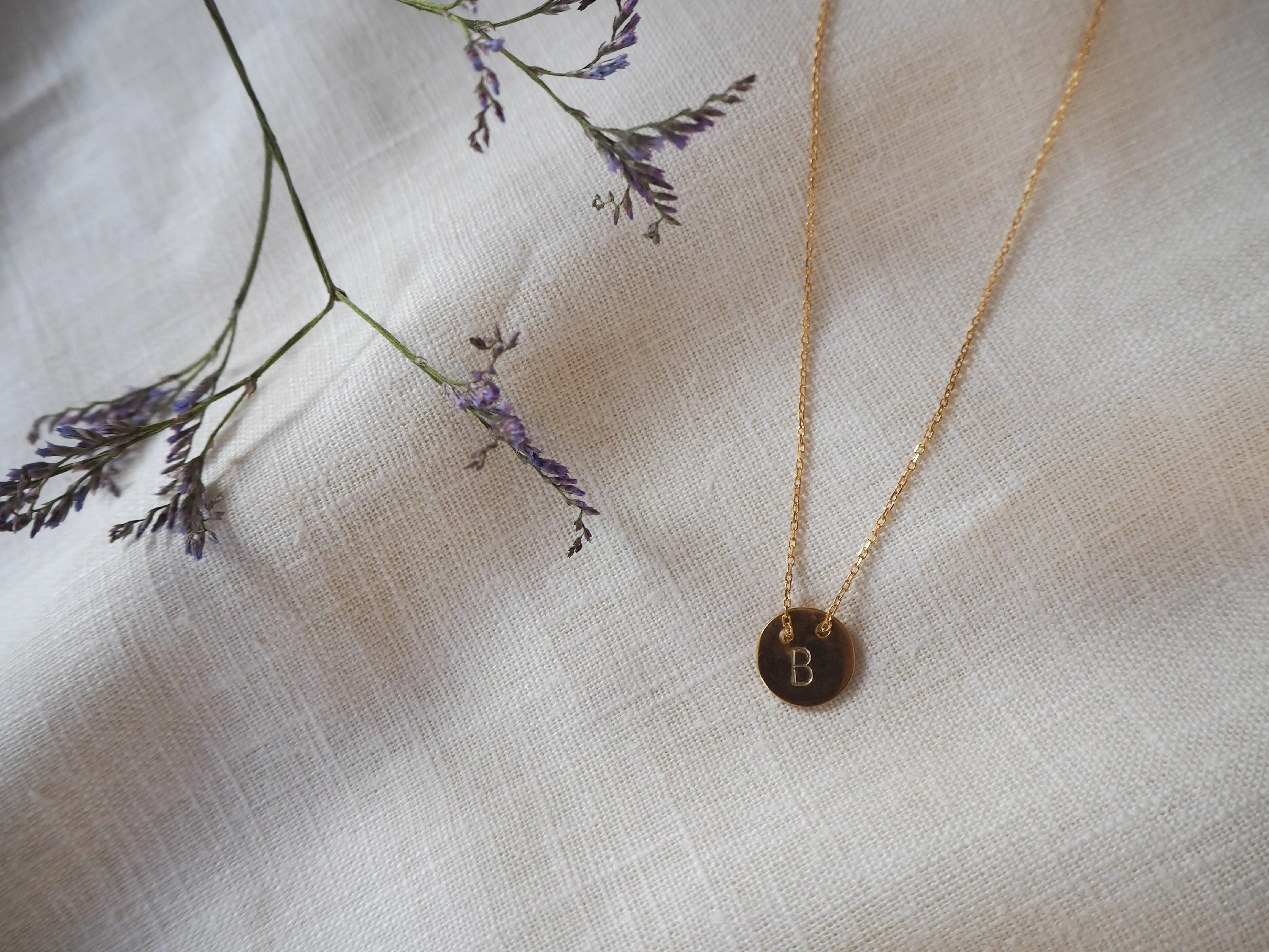 Gold initial Circle Pendant