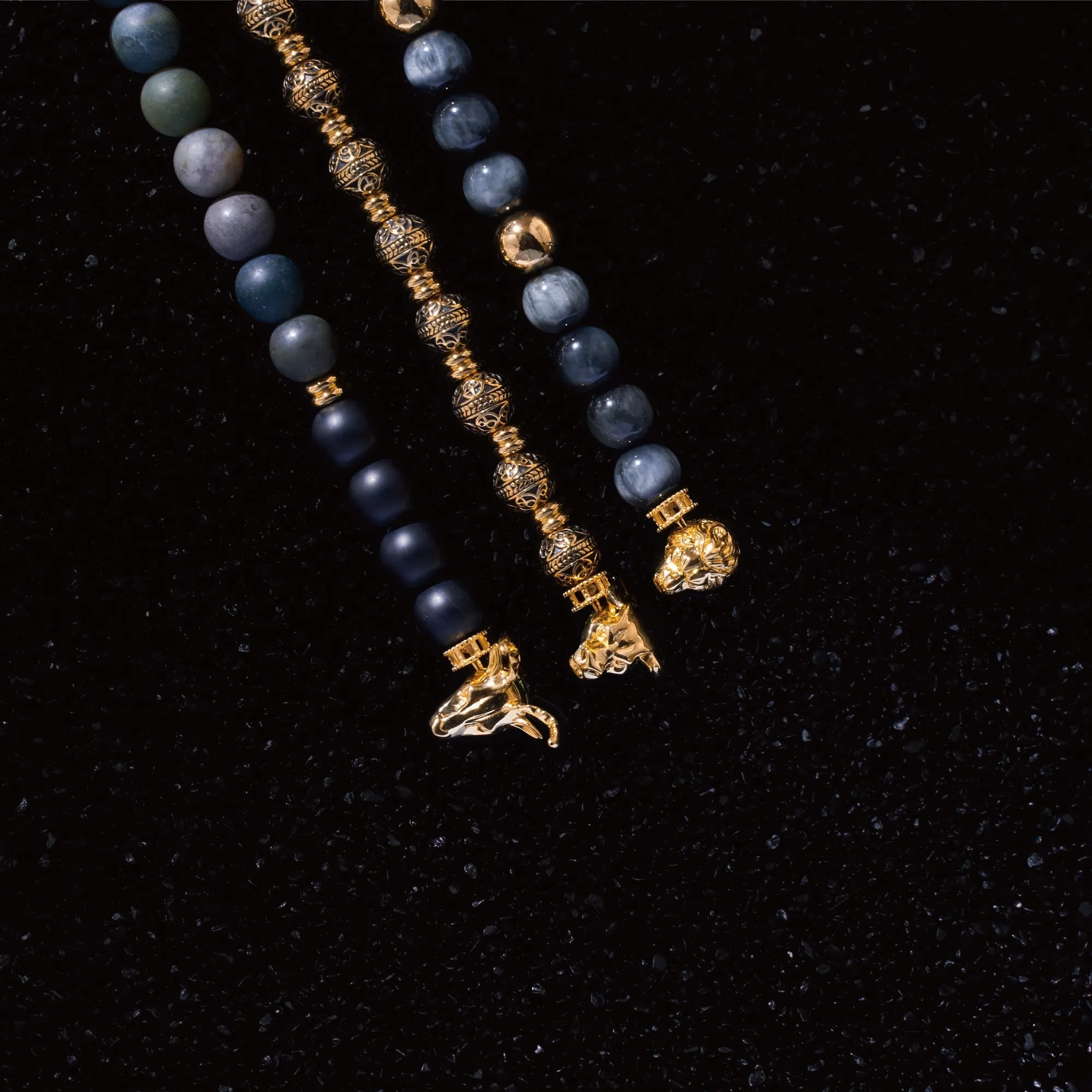 Gold Lion Bracelet with Tiger Eye