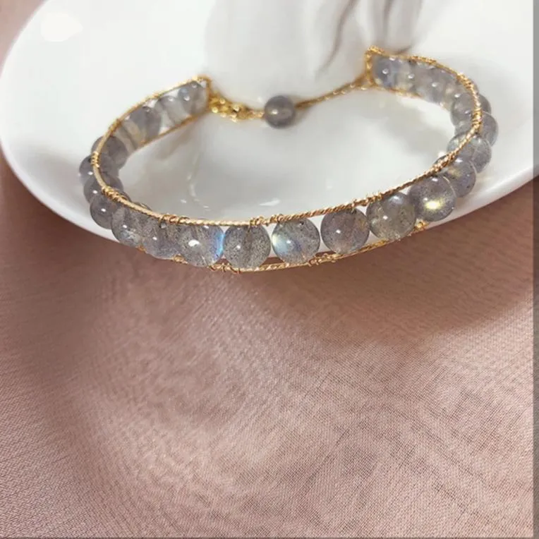 Gold-tone moonstone bracelet