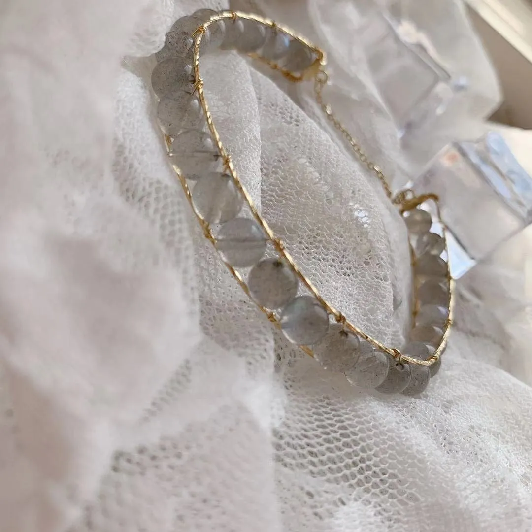 Gold-tone moonstone bracelet