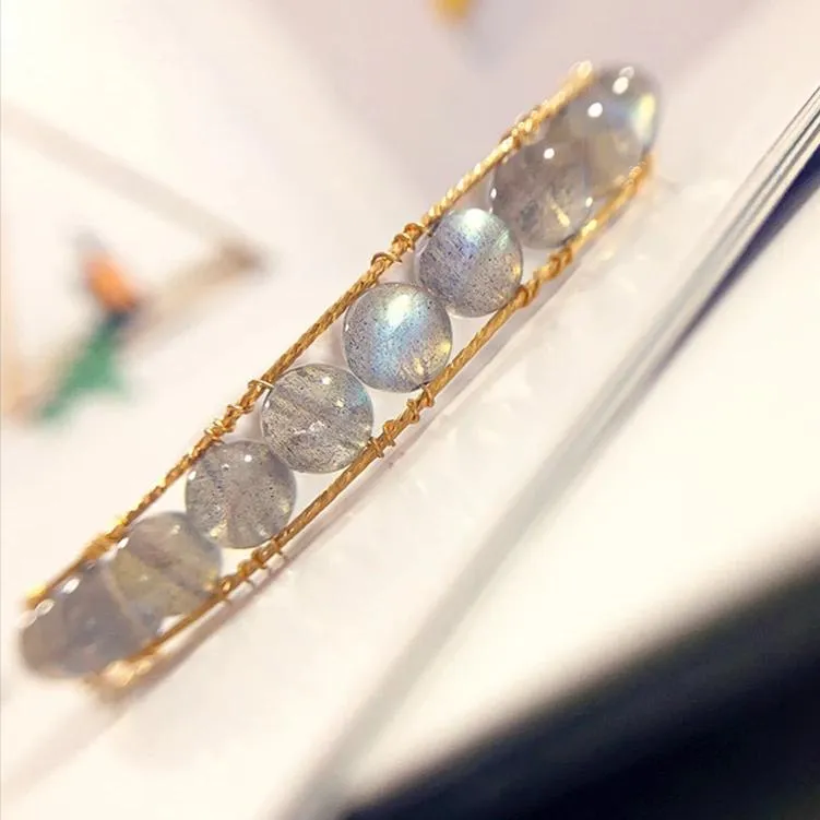 Gold-tone moonstone bracelet