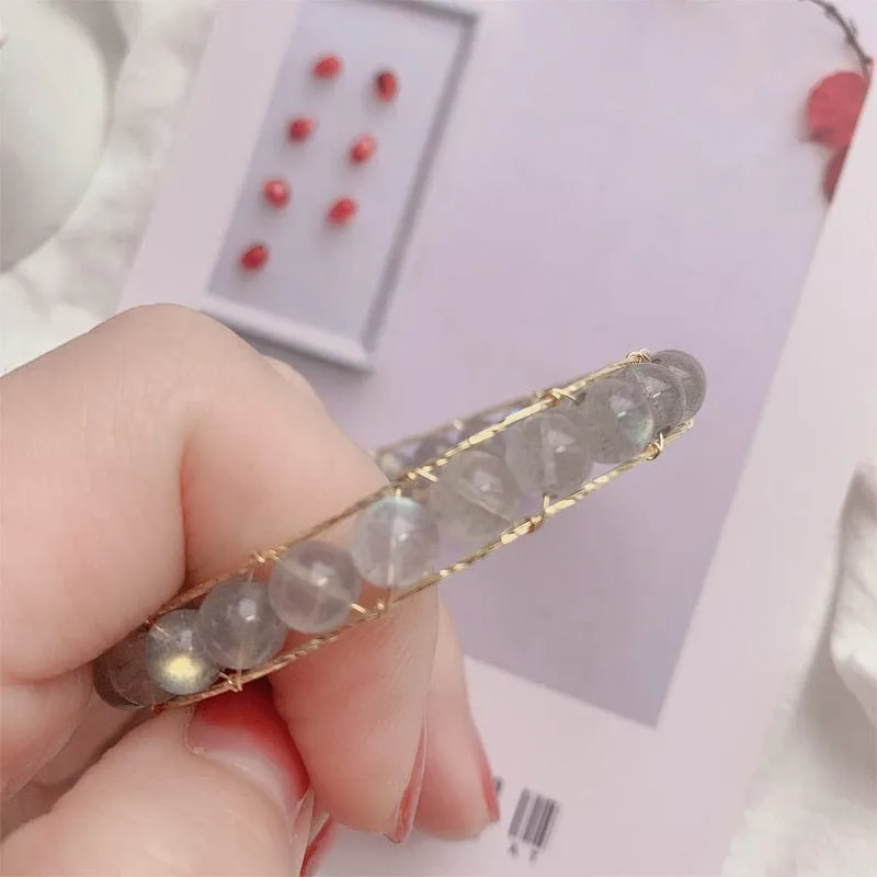 Gold-tone moonstone bracelet