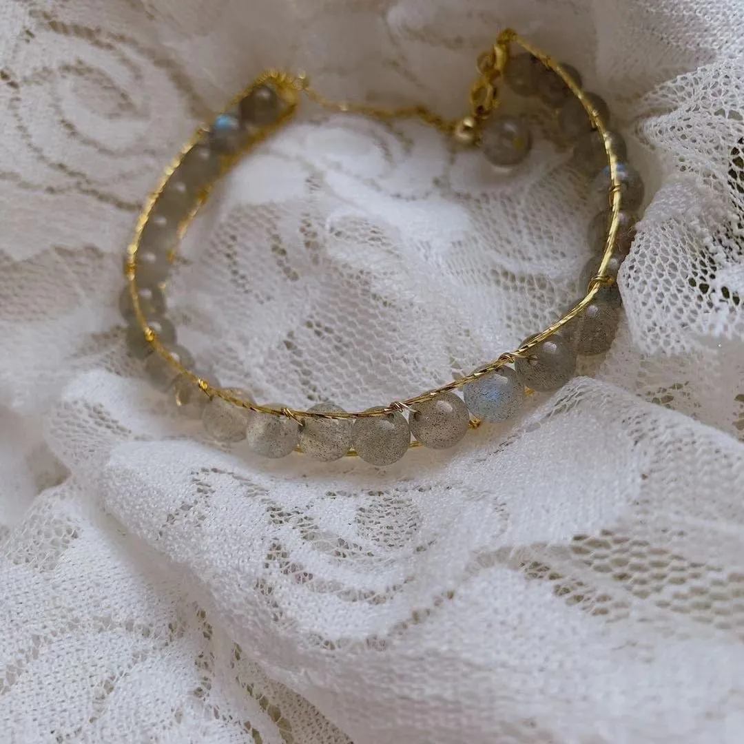 Gold-tone moonstone bracelet
