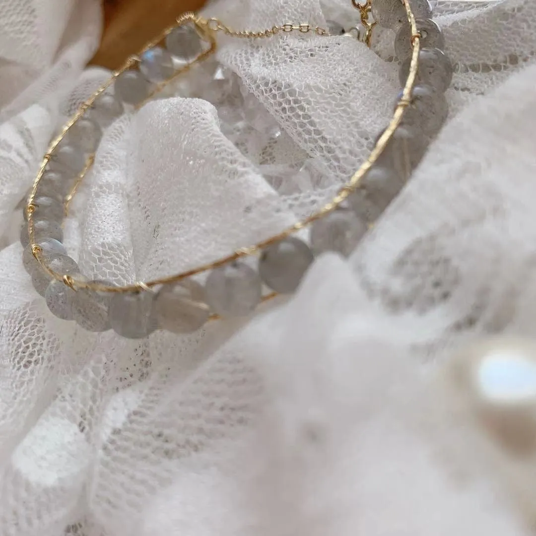 Gold-tone moonstone bracelet