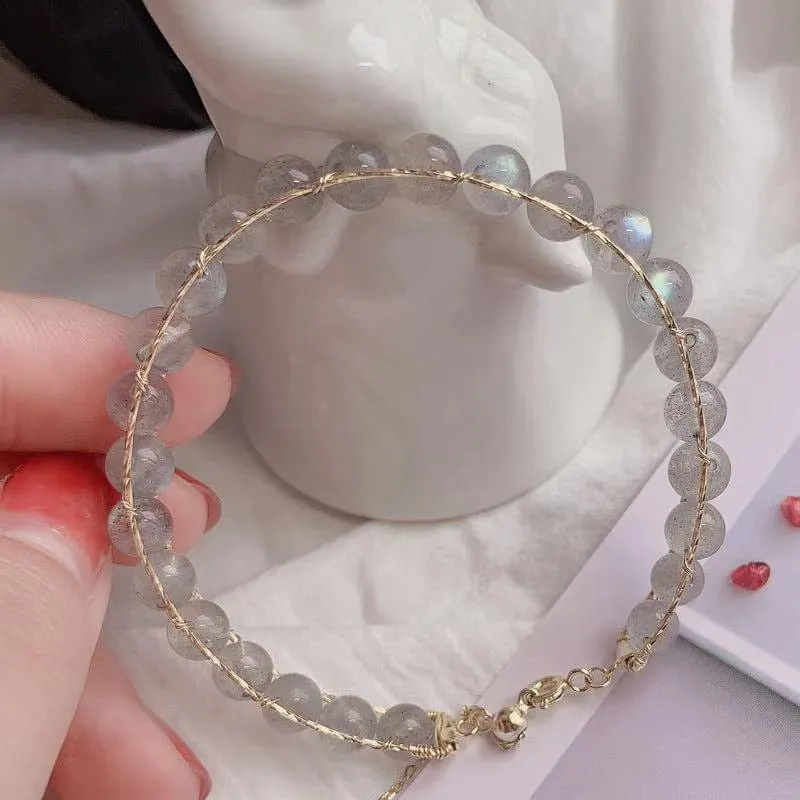Gold-tone moonstone bracelet