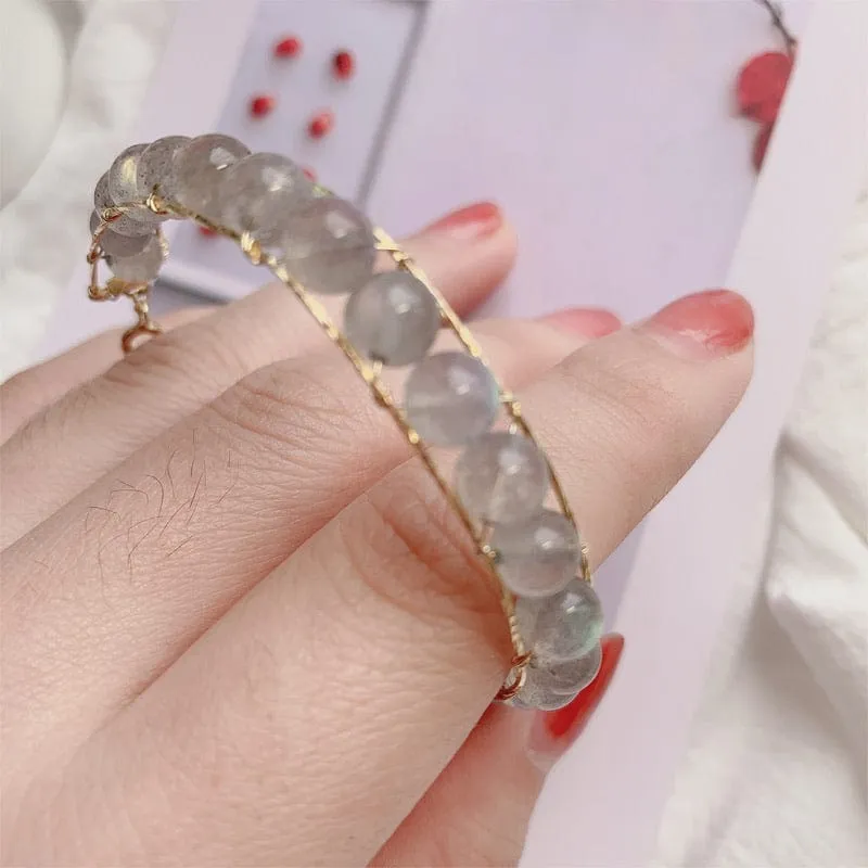 Gold-tone moonstone bracelet