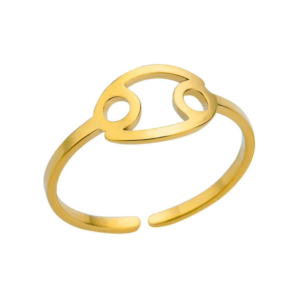 Golden Minimalist Twelve Zodiac Open Ring