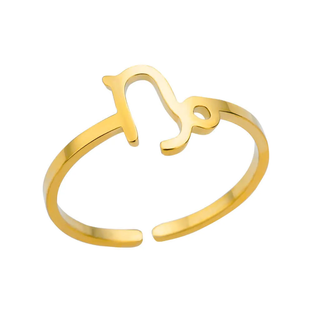 Golden Minimalist Twelve Zodiac Open Ring