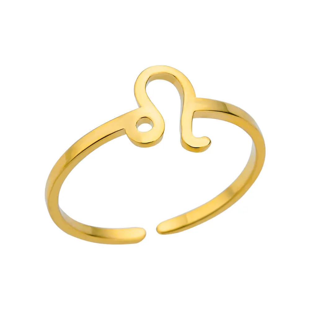 Golden Minimalist Twelve Zodiac Open Ring