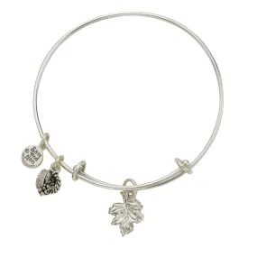 Grape Leaf Basket Charm Bangle Bracelet