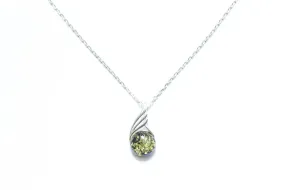 Green Amber Orb Pendant - Elegant Baltic Amber & Sterling Silver Necklace - Modern Design