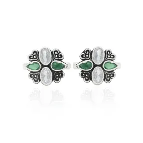 Green Gem Loop Silver Bichhiya