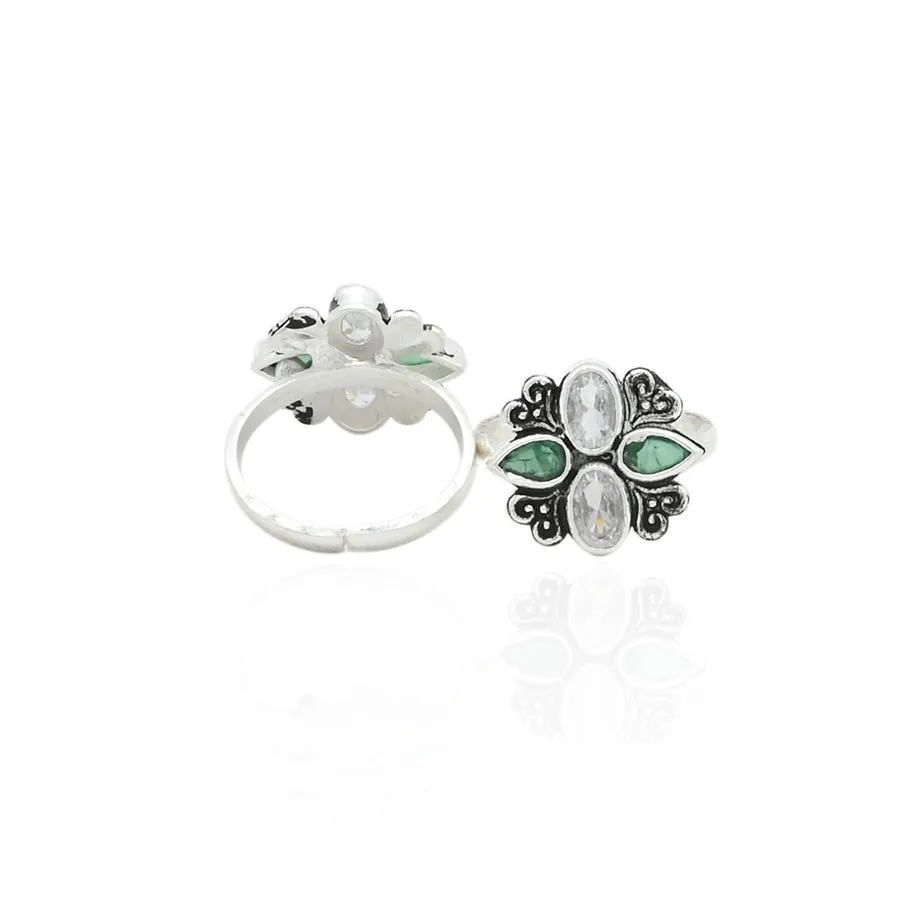 Green Gem Loop Silver Bichhiya
