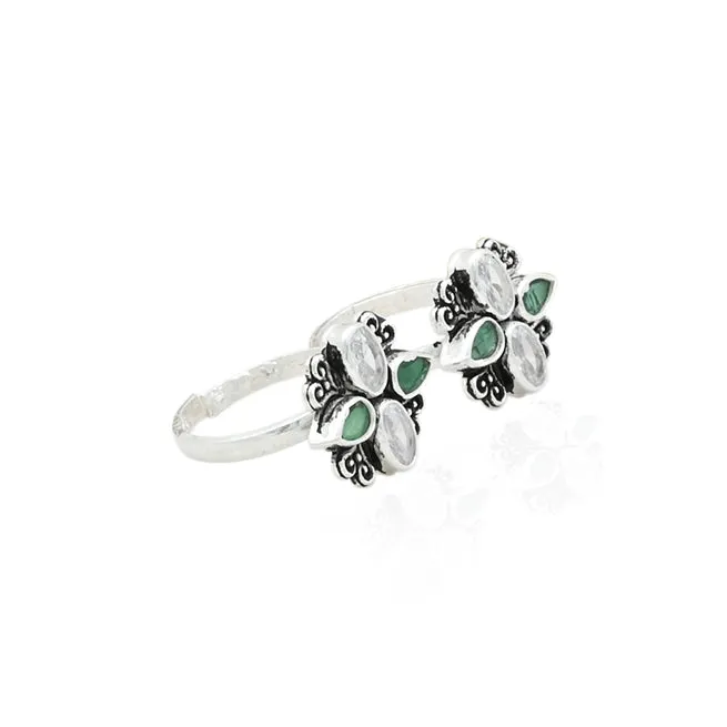 Green Gem Loop Silver Bichhiya