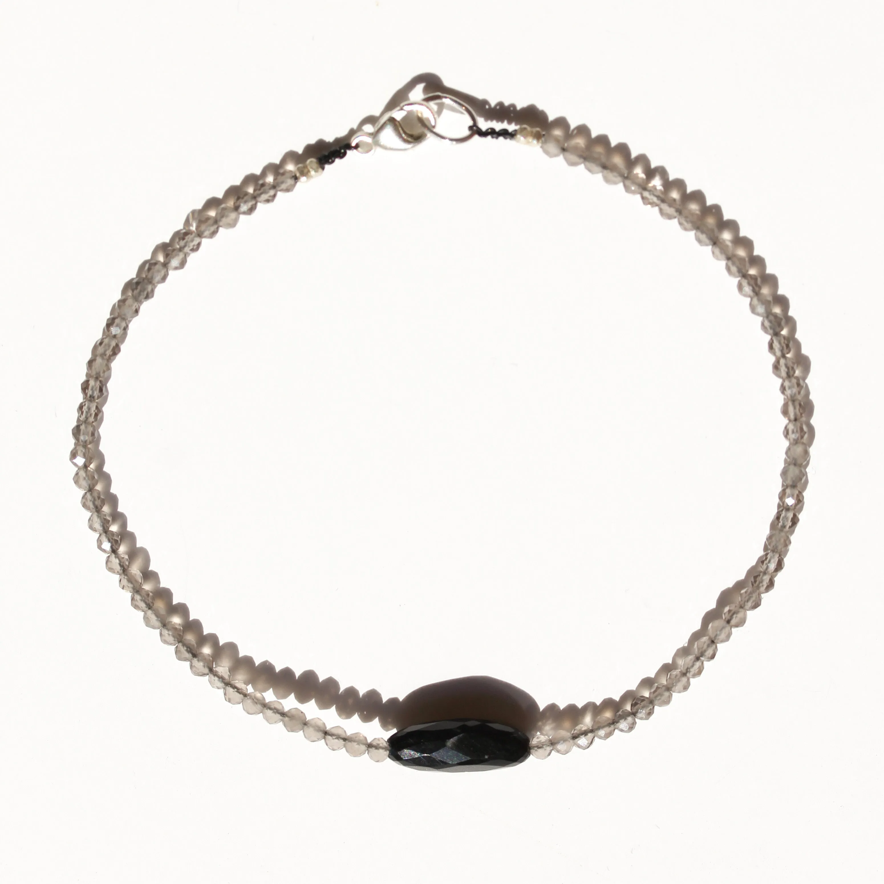 Grey Moonstone   Onyx Bracelet No.60