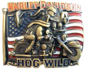 Harley Davidson Hog Wild Gold Belt Buckle