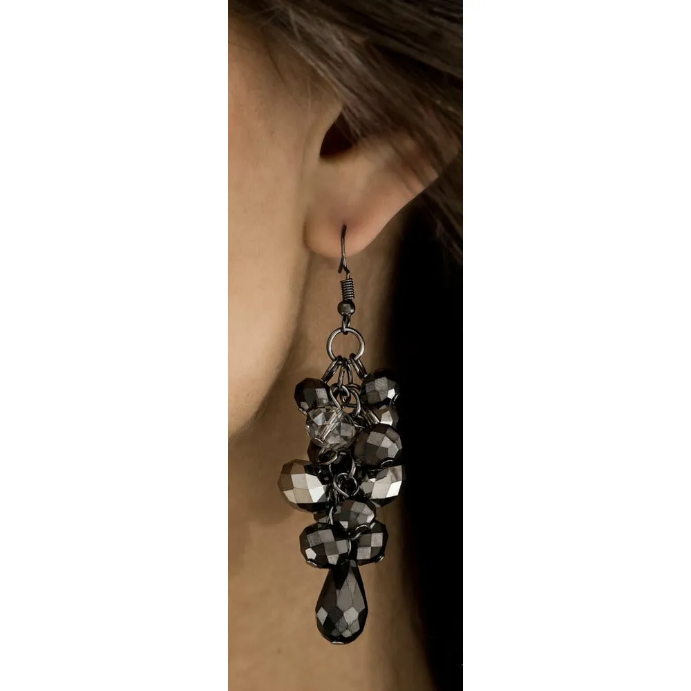 Hematite Rhinestone Statement Necklace - Black / Gunmetal