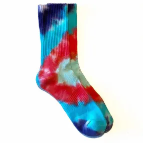 High Ankle Athletic Tie Dye Socks (Navy   Sky   Red)
