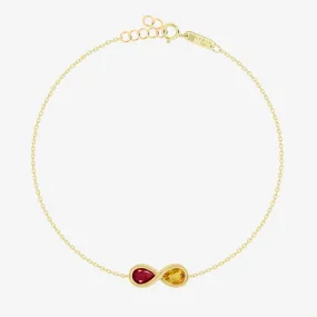 Infinity Bracelet in Garnet and Citrine