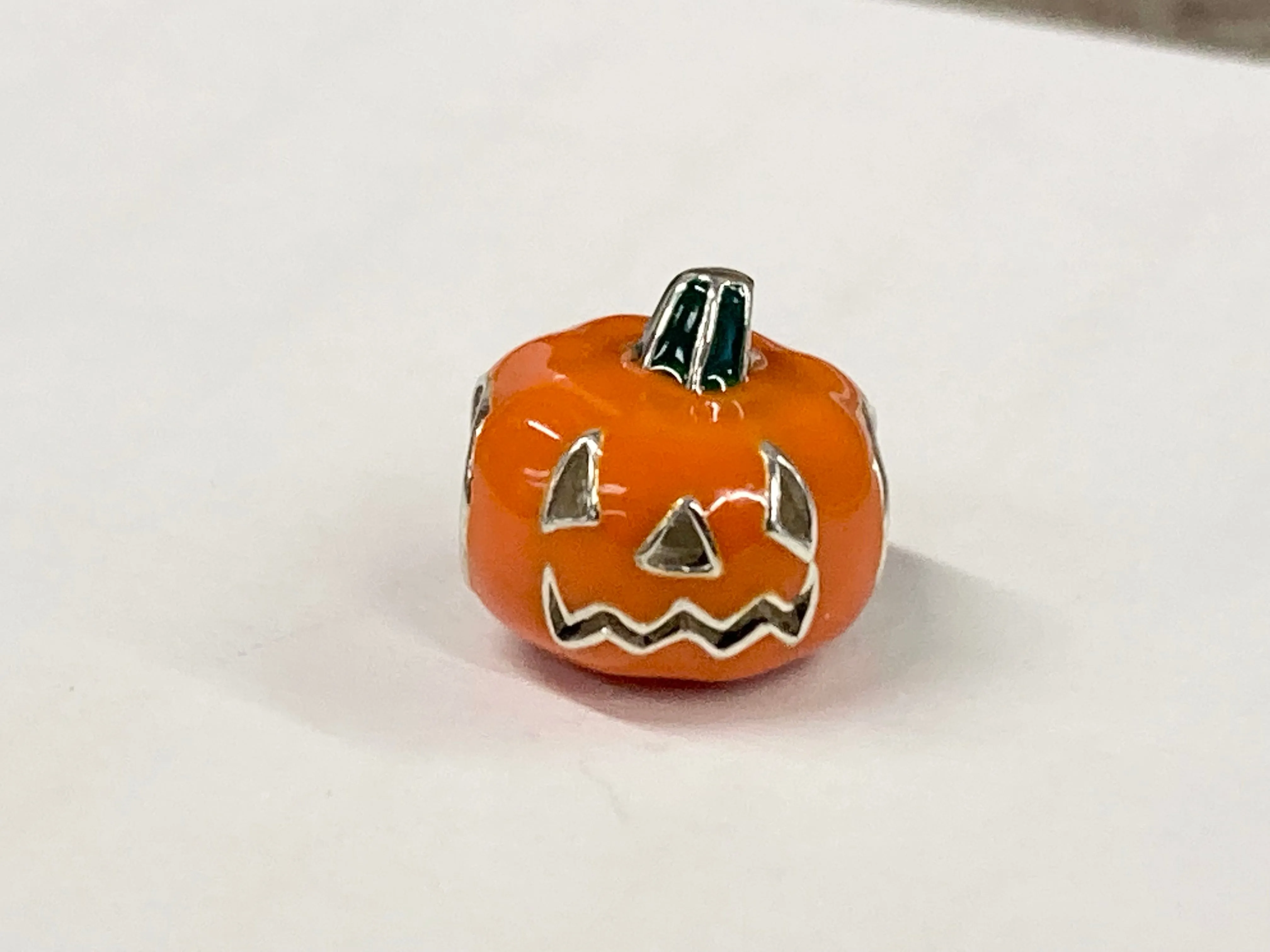 Jack O Lantern Silver Bead