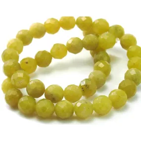 Jade Olive Faceted Rounds 10mm Strand