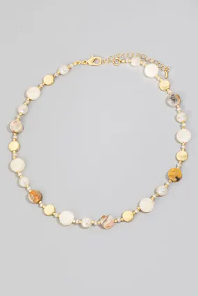Jaded Multicolor Stone Choker Necklace in Gold