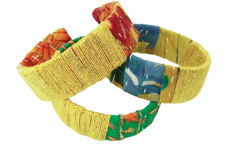 Kantha Metallic Thread Cuff