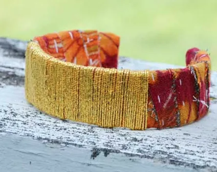 Kantha Metallic Thread Cuff