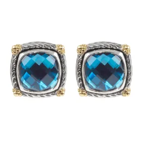 Konstantino Delos Silver and 18K Gold London Blue Topaz Earrings