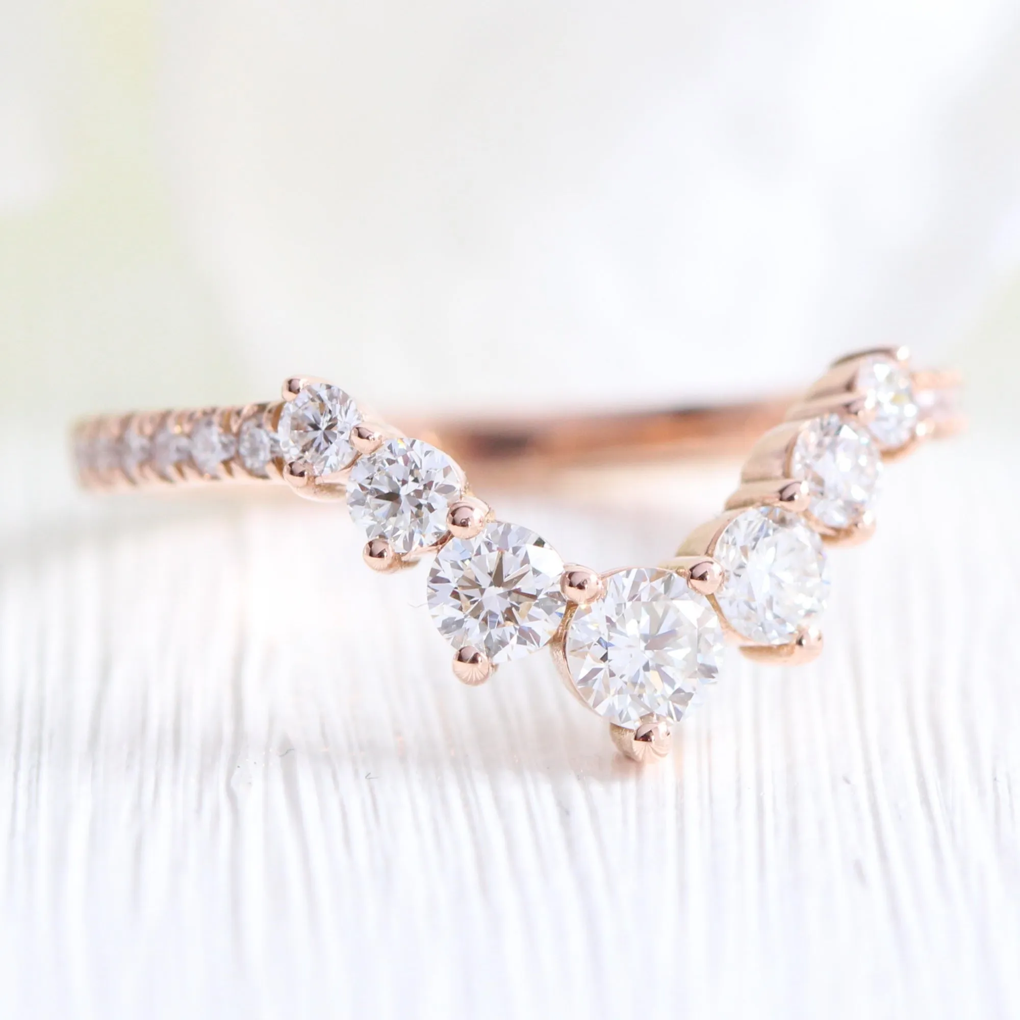 Large Tiara Halo Pave Ring Set w/ Oval Moissanite and Large 7 Diamond U Band