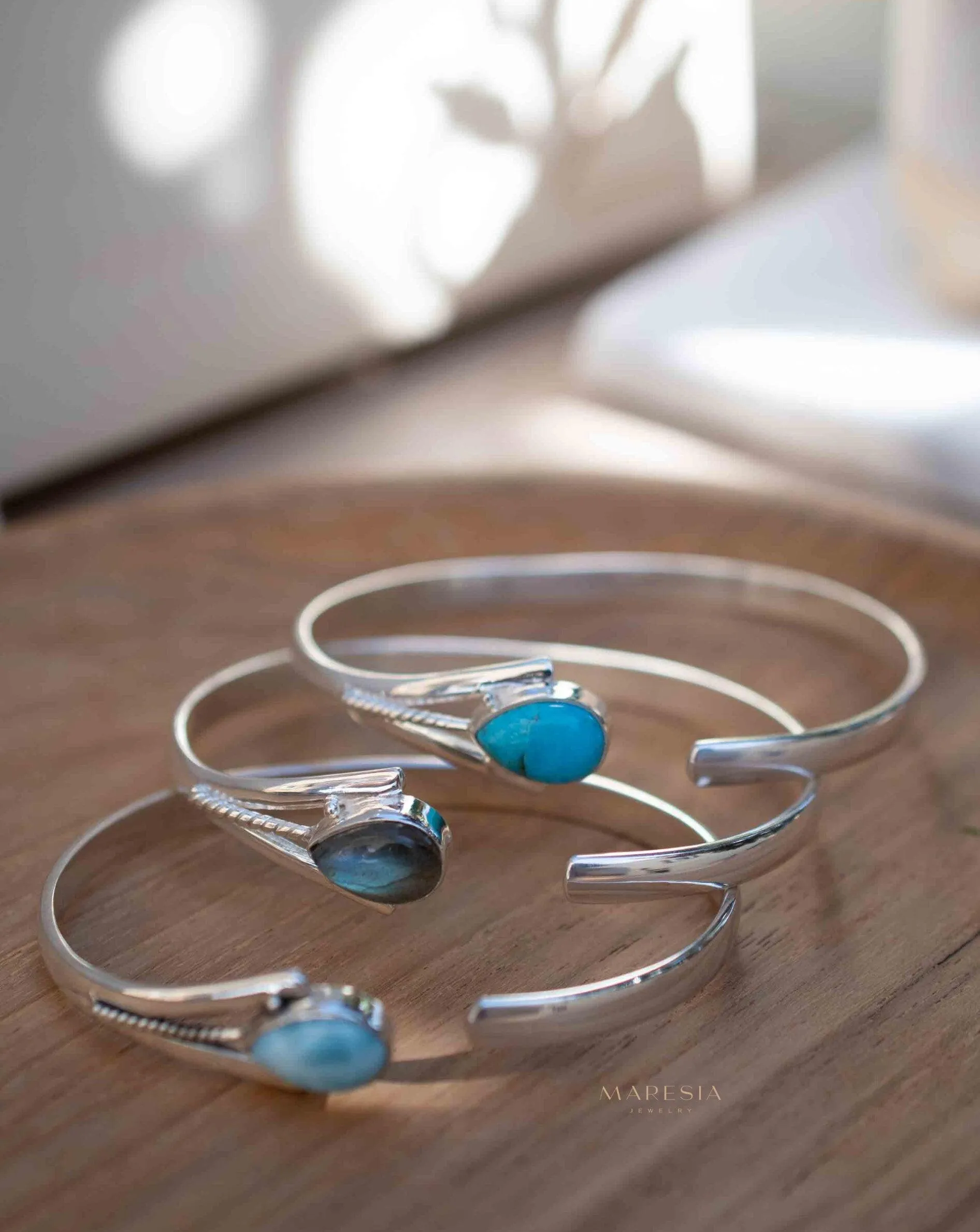 Larimar Adjustable Bracelet ~ Sterling Silver 925 ~ MB058